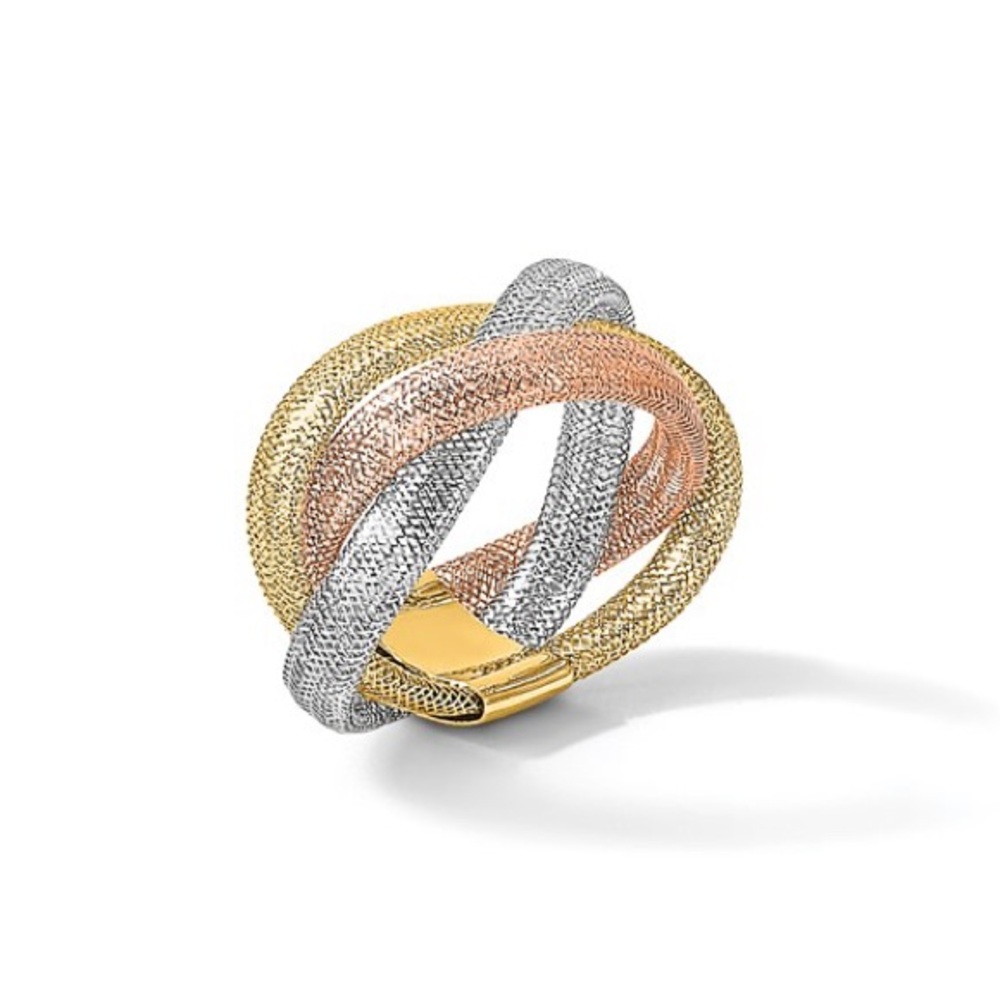 Leslie's 14k Three-Tone Gold Diamond-Cut Flexible Ring – Italian Stretch Band